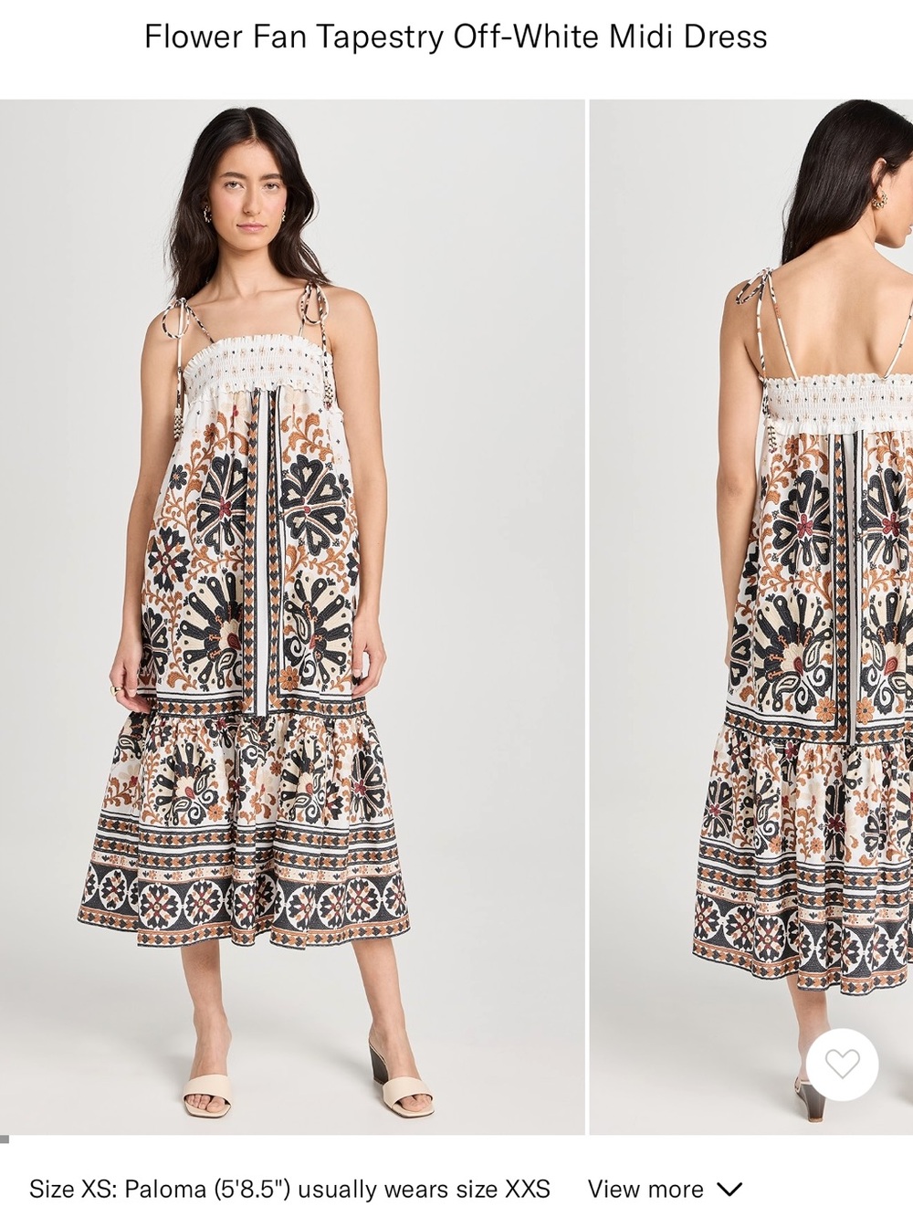 FARM Rio Off-White Floral Tapestry Tie-Shoulder Midi Dress